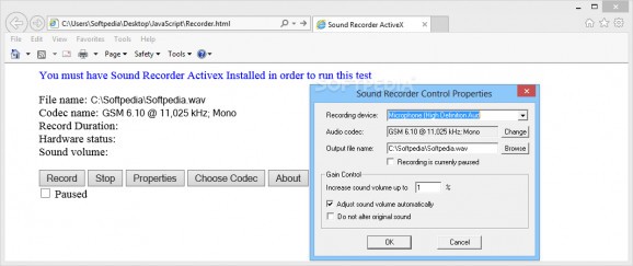 Sound Recorder ActiveX screenshot