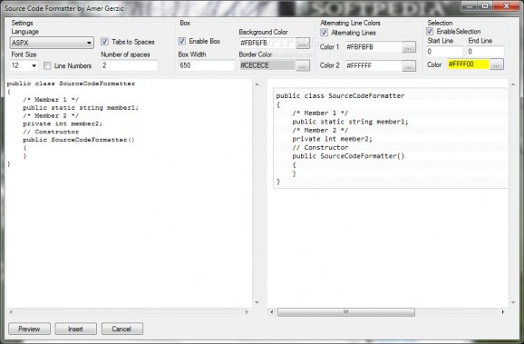 Source Code Formatter screenshot