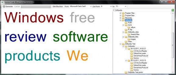 Source Code Word Cloud Generator screenshot