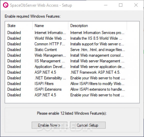 SpaceObServer Web Access screenshot