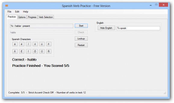 Spanish Verb Practice screenshot