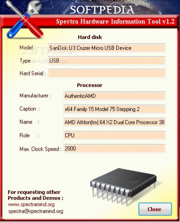 Spectra Hardware Information Tool screenshot