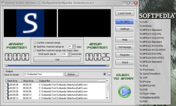 Speed Video Splitter screenshot