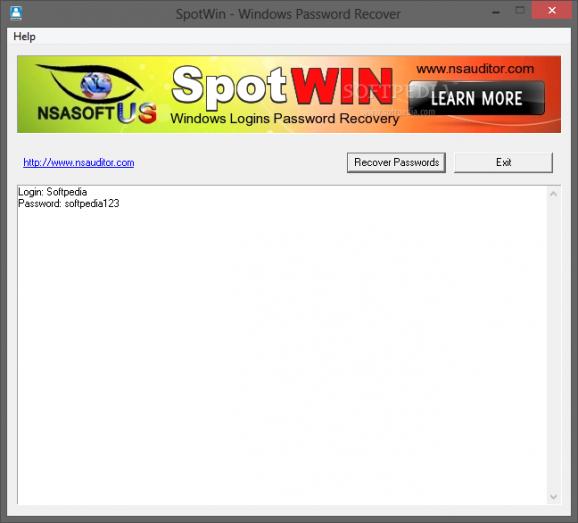 SpotWin - Windows Password Recover screenshot