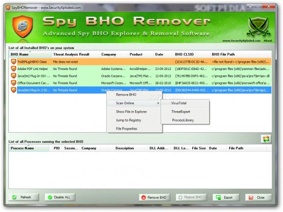 SpyBHORemover Portable screenshot