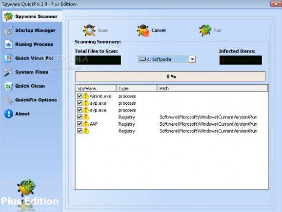 Spyware QuickFix screenshot