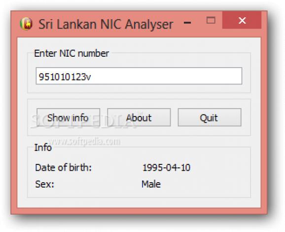 Sri Lankan NIC Analyzer screenshot