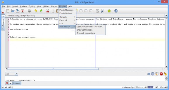 SshConsole for jEdit screenshot