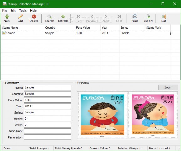 Stamp Collection Manager screenshot