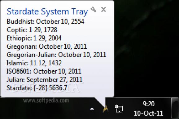 Stardate System Tray screenshot