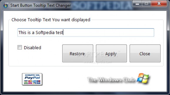 Start Button Tooltip Text Changer screenshot