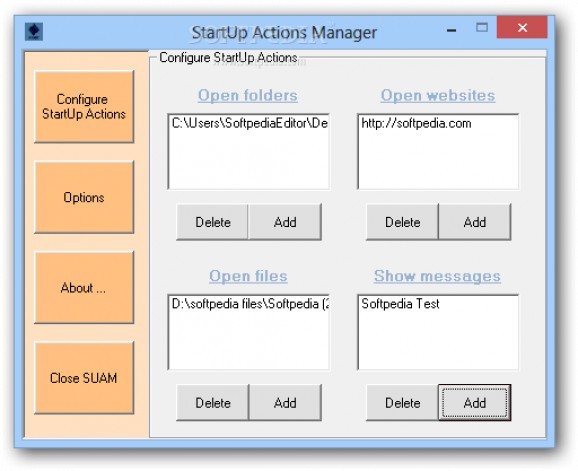 StartUp Actions Manager screenshot