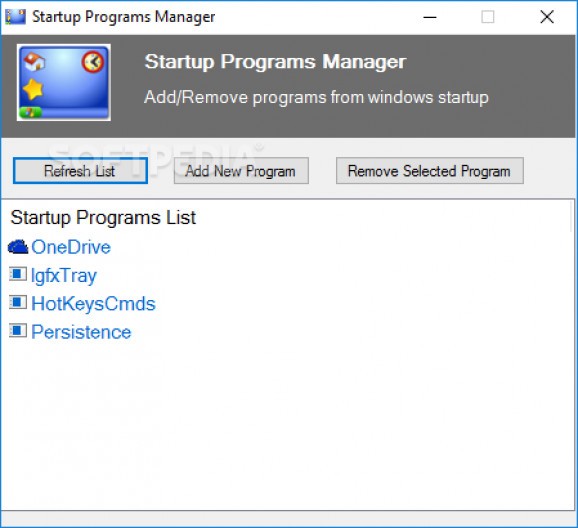 Startup Programs Manager screenshot