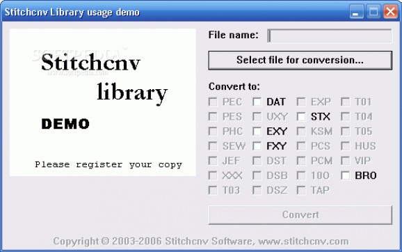 Stitchcnv Library screenshot