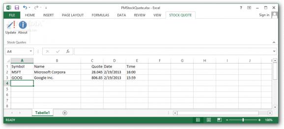 Stock Quote for Excel 2013 screenshot