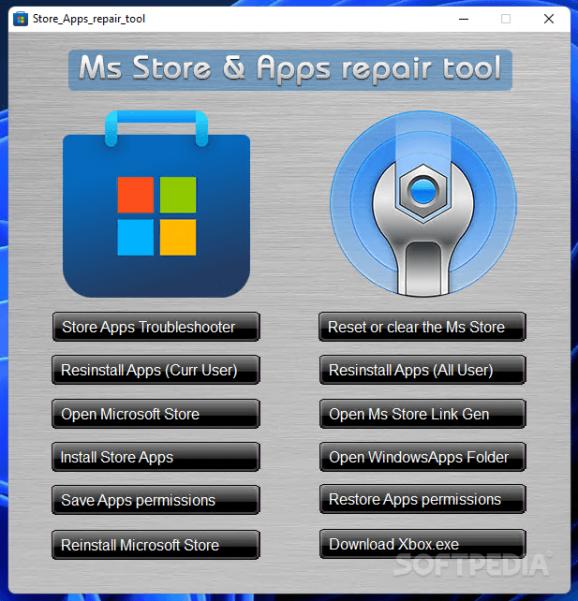 Store Apps repair tool screenshot