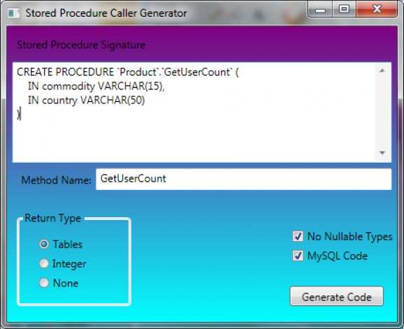 Stored Procedure Caller screenshot