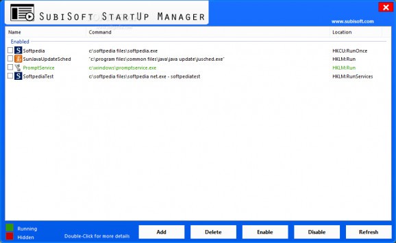SubiSoft StartUp Manager screenshot