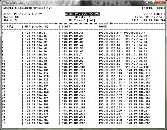 Subnet Calculator screenshot
