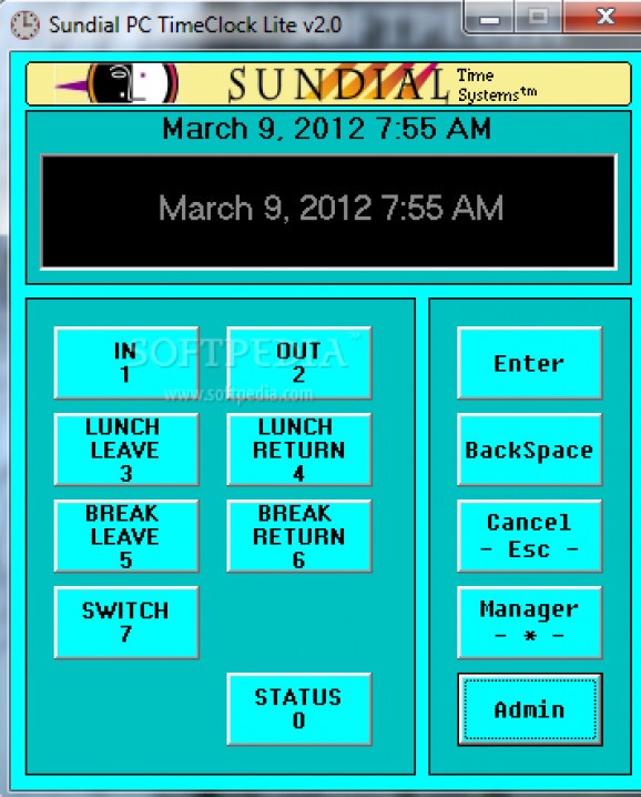 Sundial PC TimeClock Lite screenshot