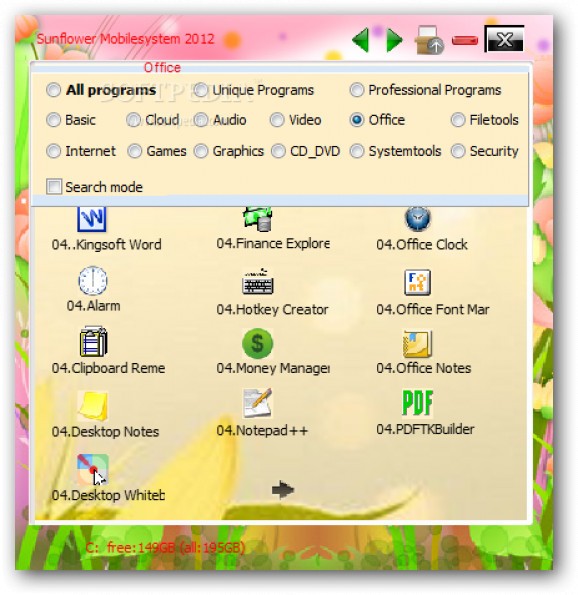 Sunflower Mobilesystem Office screenshot
