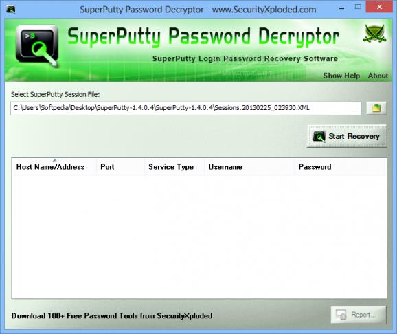 SuperPutty Password Decryptor screenshot