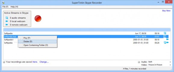 SuperTintin Skype Recorder screenshot