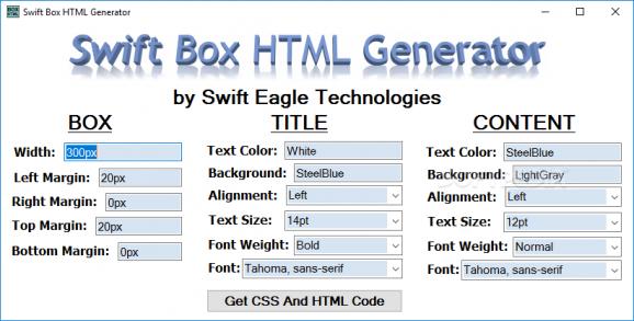 Swift Box HTML Generator screenshot