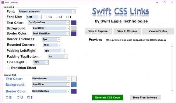 Swift CSS Links screenshot