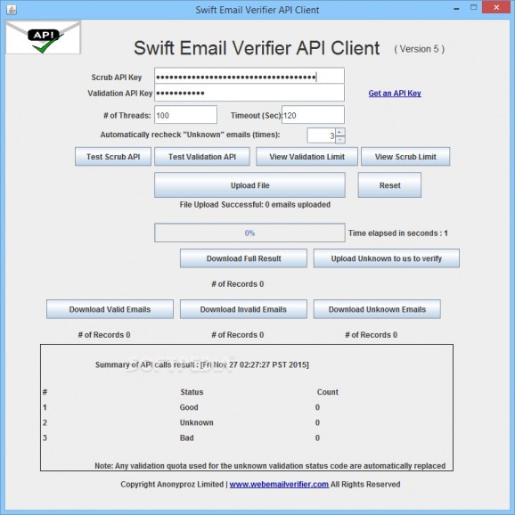 Swift Email Verifier API Client screenshot