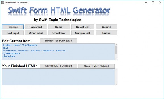 Swift Form HTML Generator screenshot