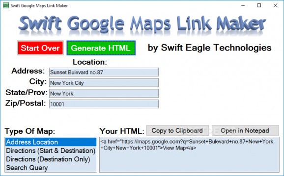 Swift Google Maps Link Maker screenshot