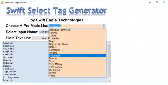 Swift Select Tag Generator screenshot