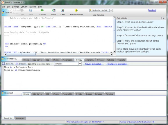 SwisSQL - SQLOne Console screenshot