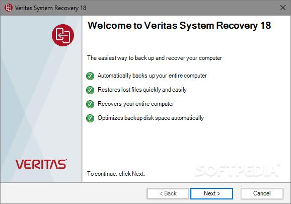 Veritas System Recovery screenshot