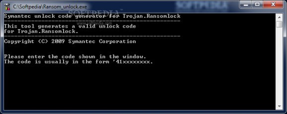 Symantec Trojan.Ransomlock Key Generator Tool screenshot