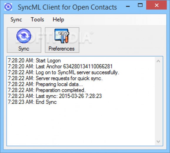 SyncML Client for Open Contacts screenshot