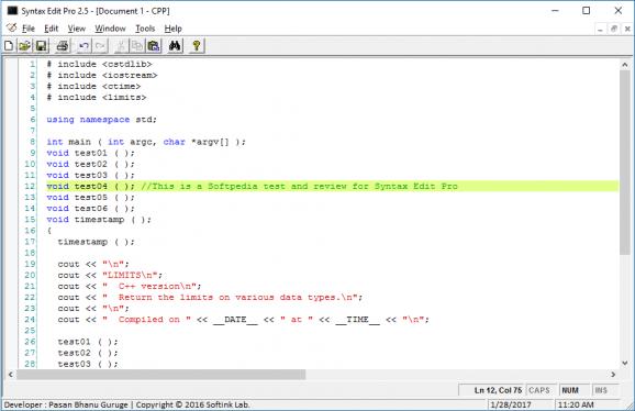 Syntax Edit Pro screenshot