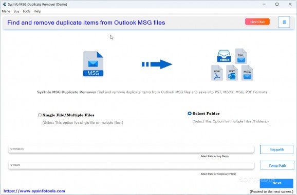 SysInfo MSG Duplicate Remover screenshot