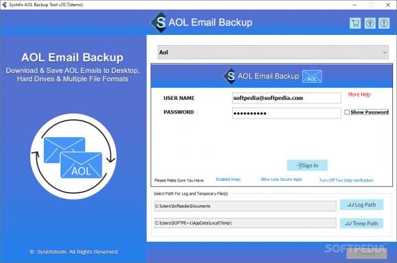 SysInfoTools AOL Backup Tool screenshot