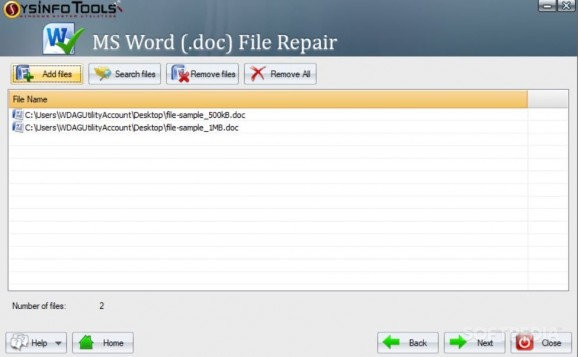 SysInfoTools MS Word Doc File Repair screenshot