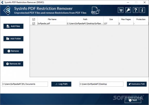SysInfoTools PDF Restriction Remover screenshot