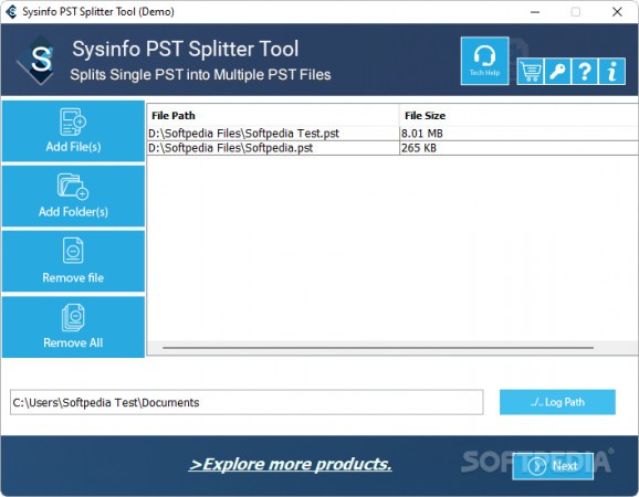 SysInfoTools PST Splitter Tool screenshot