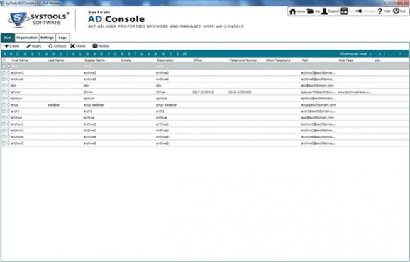 SysTools AD Console screenshot