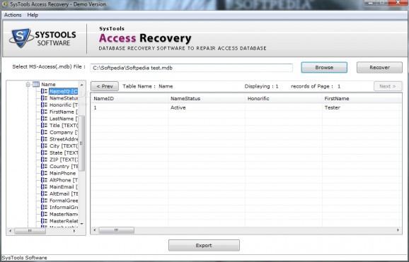 SysTools Access Recovery screenshot