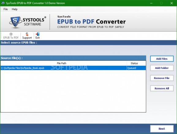 SysTools EPUB to PDF Converter screenshot