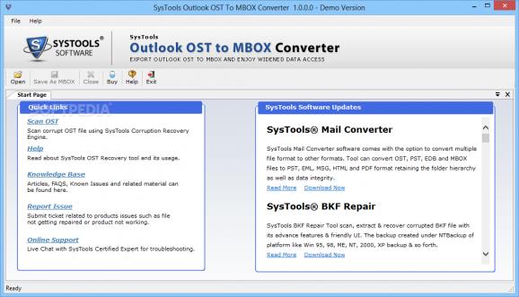 SysTools Outlook OST to MBOX Converter screenshot