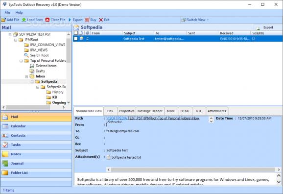 SysTools Outlook Recovery screenshot