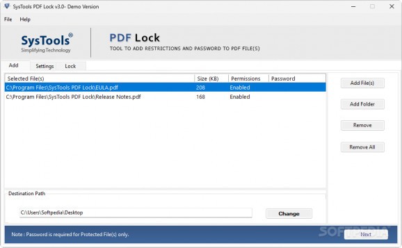 SysTools PDF Lock screenshot