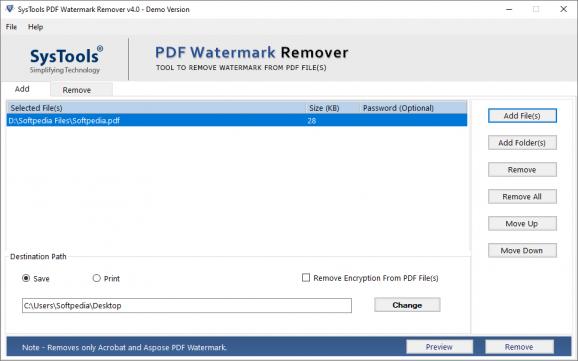 SysTools PDF Watermark Remover screenshot